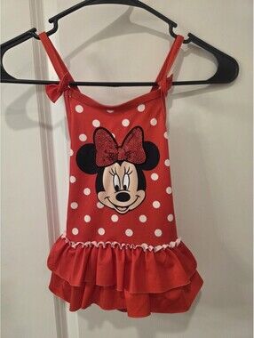 Disney's Jr Minnie Bathing Suit Minnie Mouse Red Size 4T